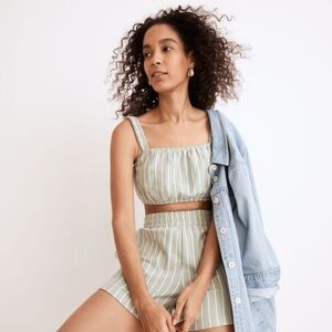 NWT madewell organic cotton crop tank green stripe size S